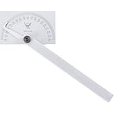 PEC Tools Stainless Steel Angle Protractor, MADE IN USA | Square Head Angle Finder Tool, Machinist Square, Angle Measuring for Carpentry &amp; Framing