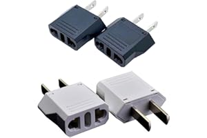 4 Pack of ALINNA Europe to US Plug Adapter, Australia China Italy Switzerland Europe to US America Travel Plug Adapter AC Outlet Power Converter (White + Black)