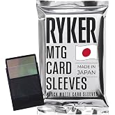 Ryker Card Sleeves for MTG Magic The Gathering - Made in Japan, Tournament Grade, Reinforced Edges, Crystal Clear Front, Textured Matte Back (100 Count, 1 Pack, Black)