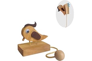 Fsocpen Door Knocker,Wooden Handmade Creative Woodpecker Door Bell,Interesting Creative Wooden Craft Doorbell,Suitable All Kinds of Porch, Room Doors