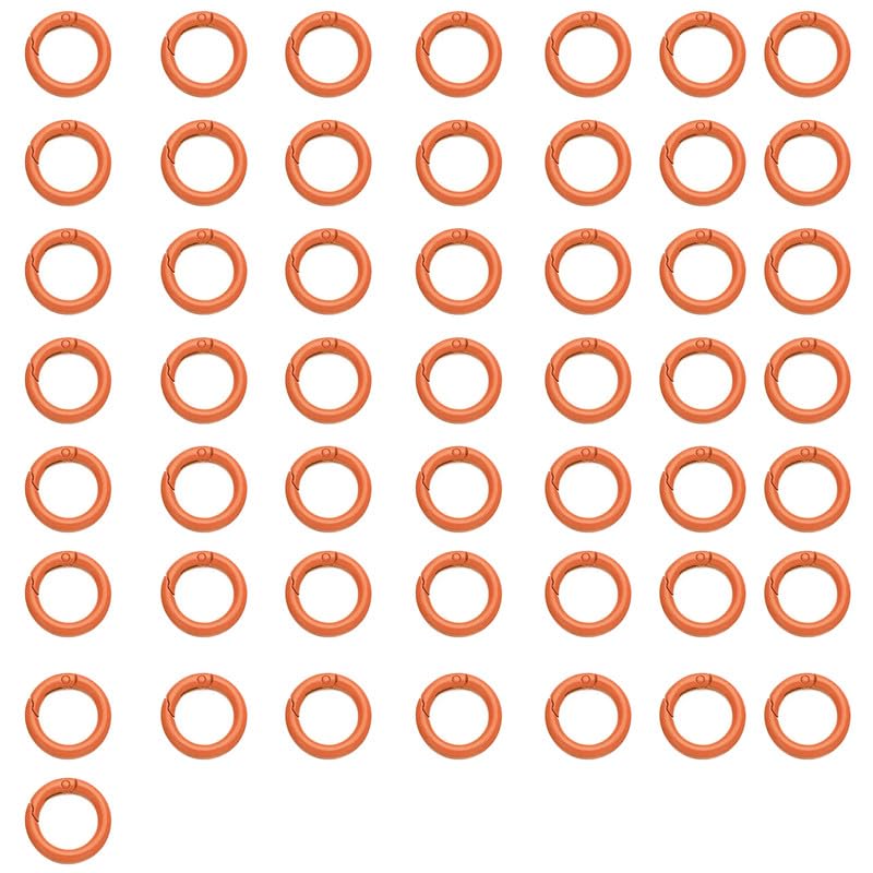 50 Pcs Spring O Rings, Zinc Alloy Round Carabiner Snap, Metal Spring Snap Clips Buckles for DIY Craft, Keyring, OD 27 mm, Orange