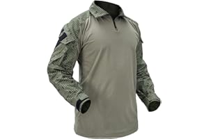 IDOGEAR OUTDOOR G3 Combat Shirts Camo Military Shirts with 4 Pockets Tactical Assault Long Sleeve for Paintball Airsoft