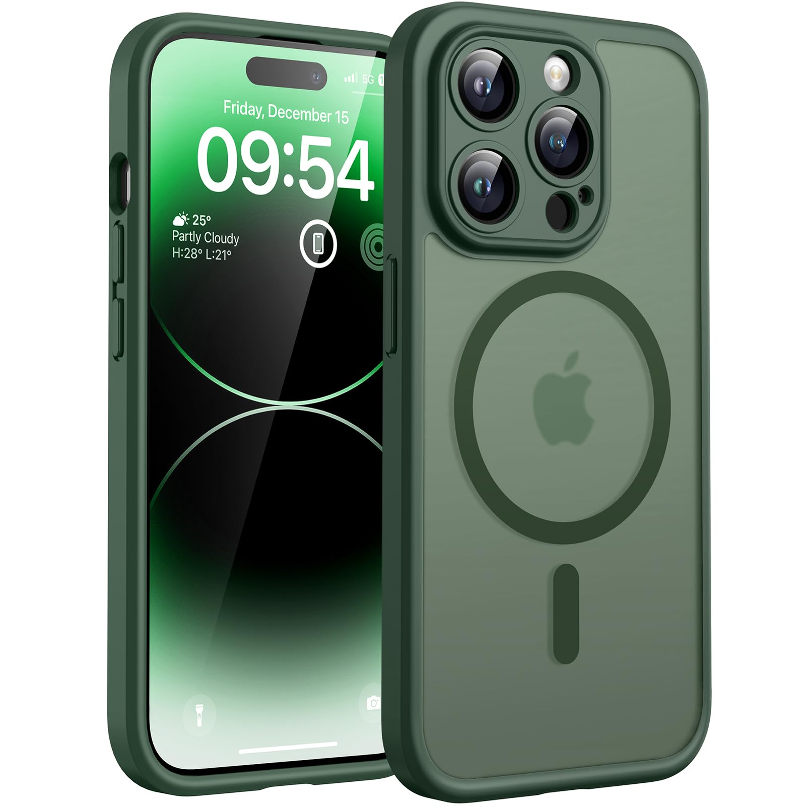 TOCOL Magnetic Only for iPhone 14 Pro Case 6.1-Inch, Fit for MagSafe, Upgraded [Full Camera Protection], [14FT Military Grade Drop Tested] Slim Translucent Matte Back Phone Cover (Alpine Green) — image 1
