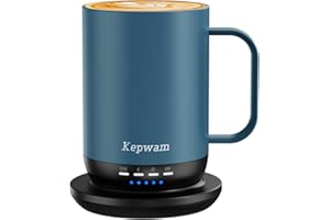 Kepwam Self Heating Coffee Mug T1-16oz Fast Heating & Ultra Long-Lasting Battery Life, Heated Coffee Mug Up to 149℉ - Touch & App Controlled Coffee Mug, Birthday Gifts for Women and Men