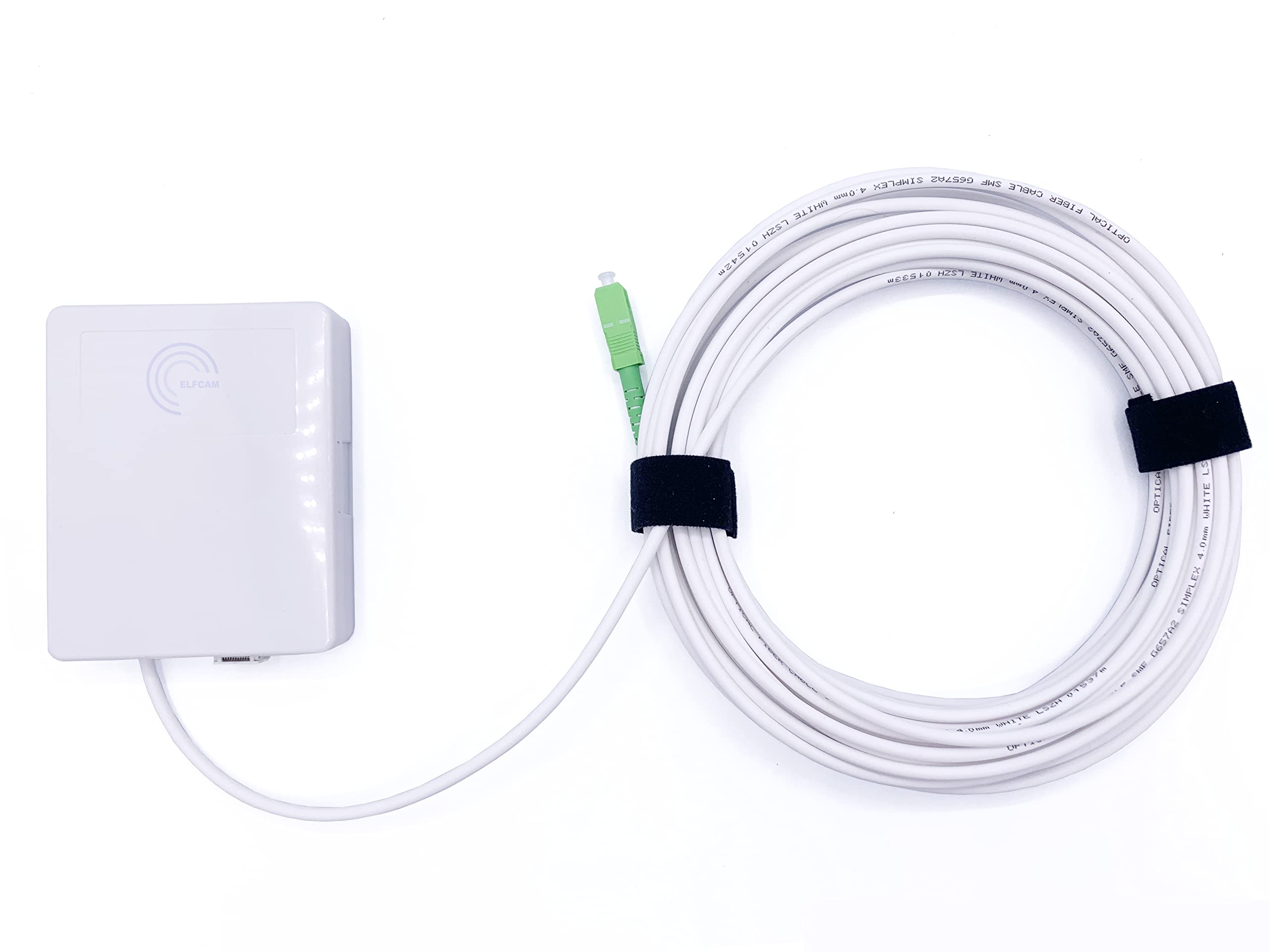 Elfcam® - 35 m Reinforced Fibre Optic Cable SC/APC to SC/APC Simplex Single-Mode (Diameter: 4 mm), Equipped with PTO, Extension Cable Used to Move the Fibre Case, Without Loss of Flow