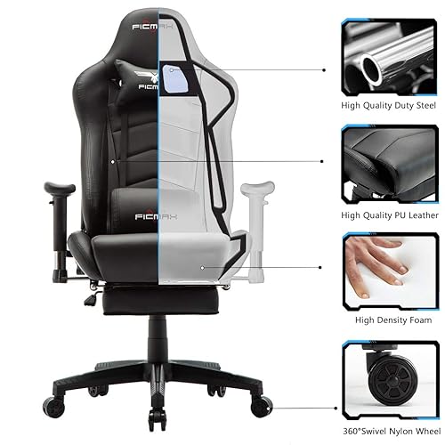  Ficmax Ergonomic Gaming Chair Massage Computer Gaming Chair Reclining Racing Office Chair 