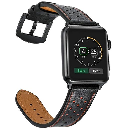 Compatible with Apple Watch Leather Bands 38mm 40mm 42mm 44mm Black