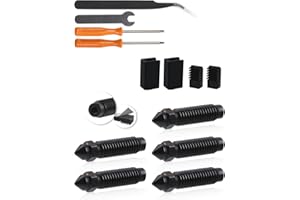 Manolindox 5Pack 0.2/0.8/0.6/0.4mm Hardened Steel Nozzles for Centauri Carbon, Support Hard Consumables and High-Temperature Consumables, with Silicone Socks Nozzle Brush and Kit Tools