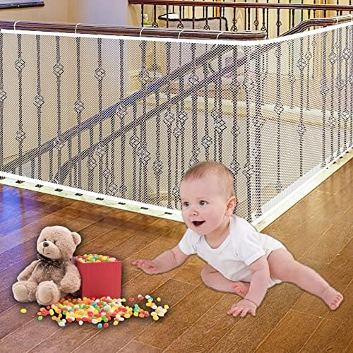 JIFTOK Baby Gate for Stairs, Banister Guard for Kids, Pets, Toys, 18ft