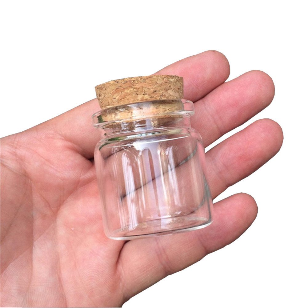 Jarvials 20ml Transparent Glass Bottle With Cork And 37mm Outer Diameter, Neutral Glass Bottle For Storage And Decoration (50, 20ml)