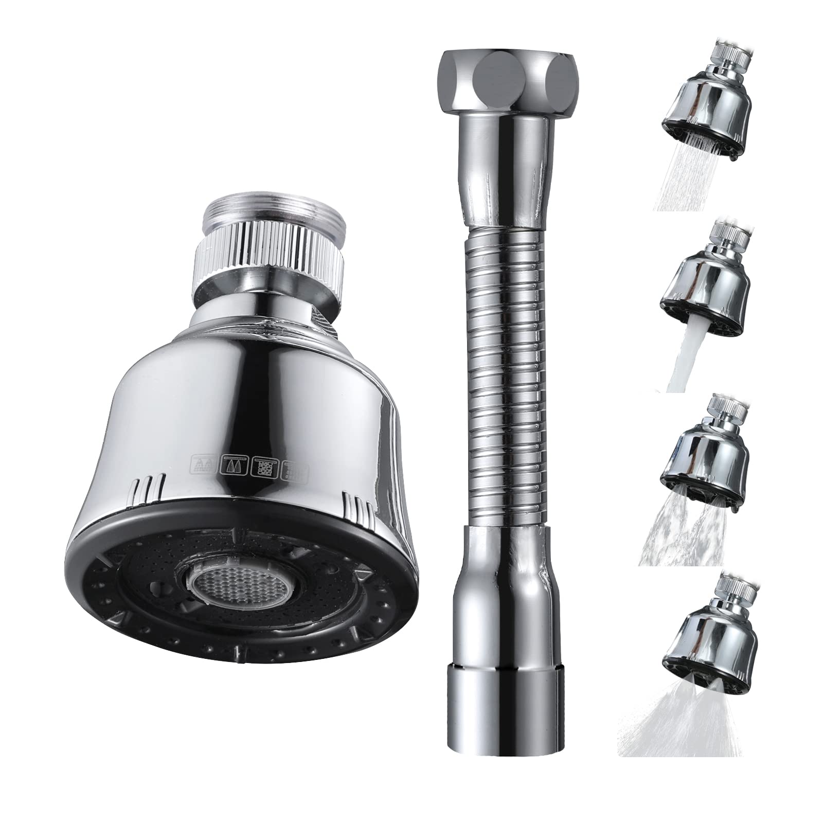 Sink Faucet Sprayer Attachment, Upgrade 4 Mode Adjustable Kitchen Faucet Head, Movable Kitchen Tap Head 360° Rotatable with Extension Hose , Anti-Splash Sink Sprayer Facuet Nozzle Head Water Saving