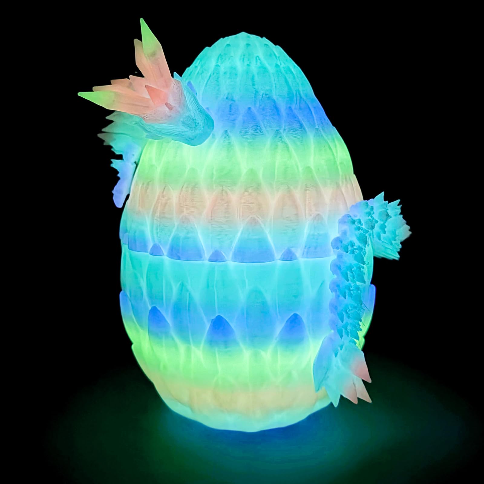 Flavery 3D Printed Dragon Egg- Glow Rainbow Egg with 12" Colorful Dragon Inside, Multicolored Pet Gift Toy, Figurine Decor — image 1