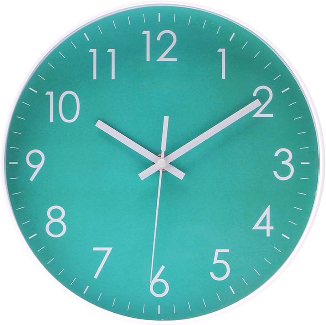 Filly Wink Simple Wall Clock Sweep Second Hand Non Ticking Battery Operated Easy to Read Decor Kitchen,Bathroom,Office 10 Inch Turquoise