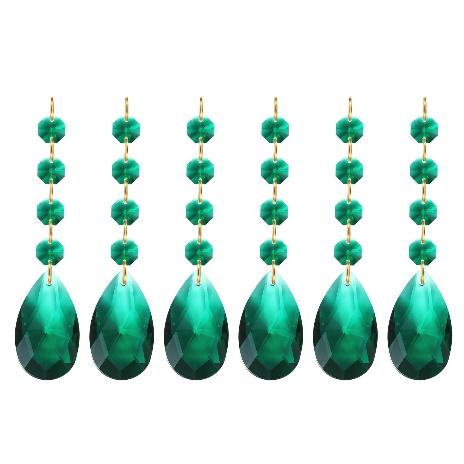 PATIKIL Teardrop Crystal Chandelier Pendants Beads, 6 Pack 120mm Length 38mm Chandelier Prisms Parts Ornaments Hanging Beads for DIY Arts Crafts Decoration, Dark Green