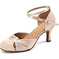 AOQUNFS Women Ballroom Latin Dance Shoes Salsa Closed Toe 1920s Party Dance Performance Shoes,Model L157