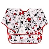 Bumkins Disney Minnie Mouse Sleeved Bib / Baby Bib / Toddler Bib / Smock, Waterproof, Washable, Stain and Odor Resistant , 6-24 Months - Classic