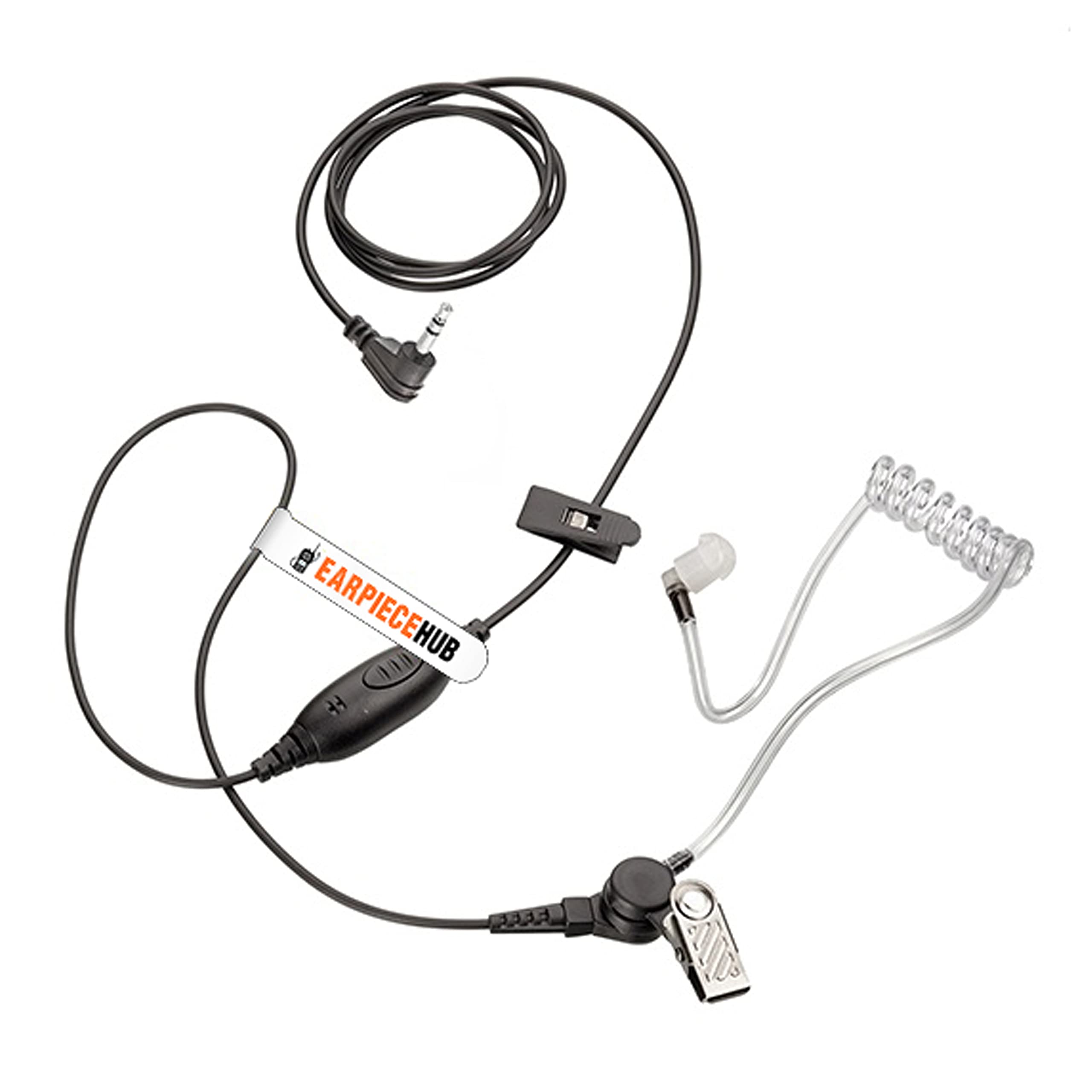 EarpieceHub In-Line PTT Covert Earpiece Compatible with MOTOROLA TALKABOUT COBRA TLKR Radio (1 Pin) T3, T5, T6, T7, T8, T9, T60, T80, T82, T92 Extreme
