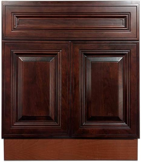 Amazon Com Thaweesuk Shop New Dark Red Cherry Wood 30 Bathroom Vanity Shaker Drawer Cabinet Sink Base Solidwood Plywood 30 W X 31 5 H X 21 D Of Set Kitchen Dining