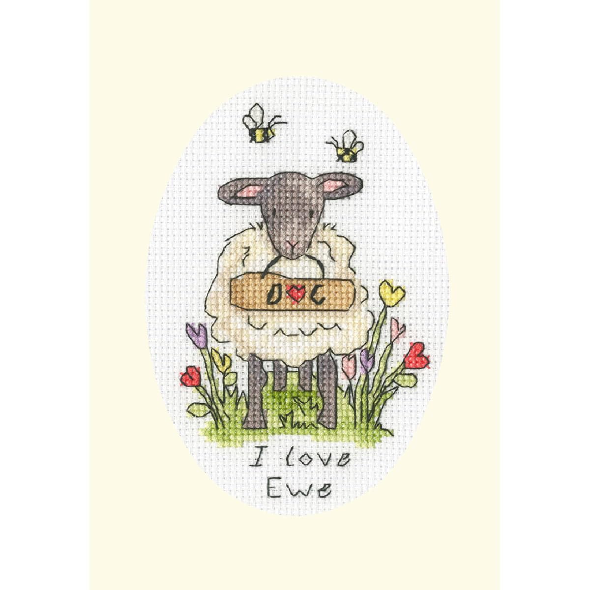 Bothy Threads The Home of Happy Stitching Counted Cross Stitch Kit - I Love Ewe, Clear,White, 1, (XGC40)