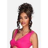 Vivica A. Fox Hair Collection LBPB-VIOLET, Bang &amp; Bun, Quick and Easy Lace, Ponytail Bun and Lace Bangs (Off Black 1B)