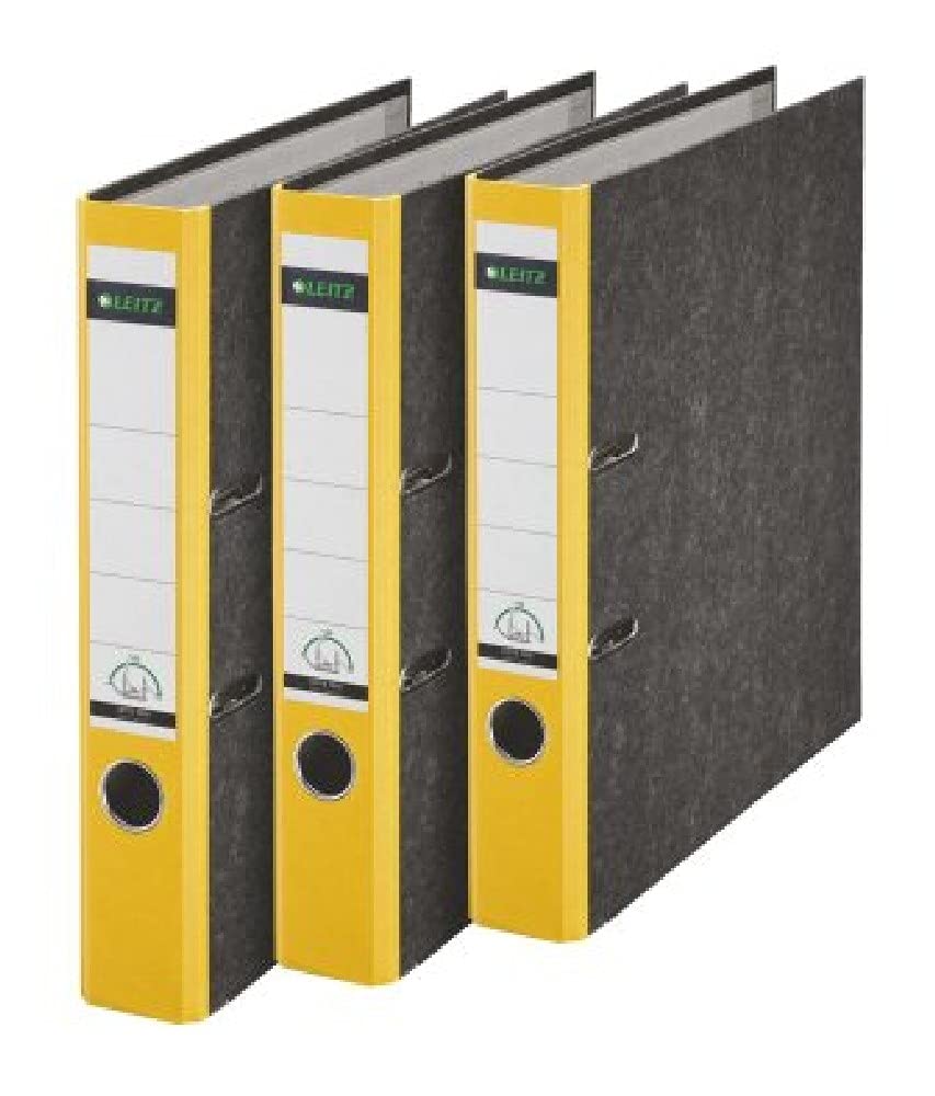 Leitz 180° A4 Board Lever Arch File 50mm Yellow - Pack of 3