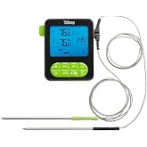 Taylor Tru Temp Dual Wired Probe Thermometer with Backlight, Green | USDA Presets, Programmable Alerts, Magnet, Kickstand and Silicone Strap for Grilling, Baking and Roasting