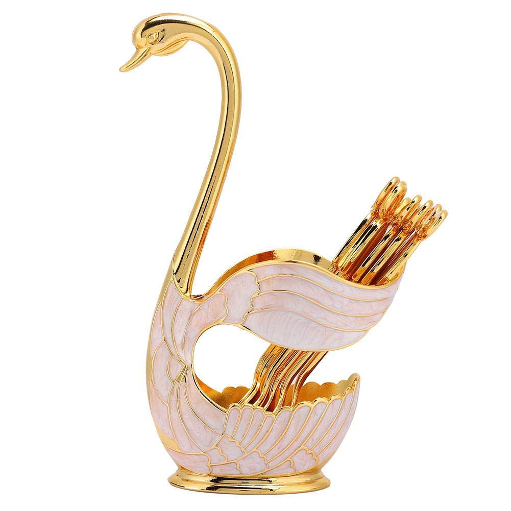 Home Ornaments Coffee Dessert Spoon Set European Style Elegant Swan Fruit Scoop Decorative Tableware Table Decor Gift(Gold)