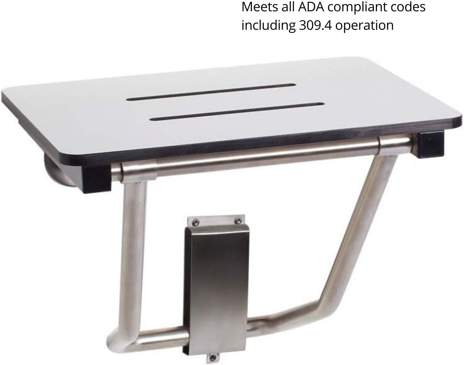 Seachrome Lift-Assist Shower Seat, Yoke-Style Bench, Wall Mount, 18" x 15", Solid White Phenolic: Home Improvement