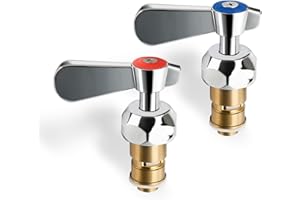 Phivan Lead-Free Brass Handle Stem Assembly Commercial Faucet Parts for Pre Rinse Sprayer Commercial Kitchen Sink Faucet Hot and Cold Side Handle Ceramic Cartridge Fits Kitchen, Restaurant, Industrial