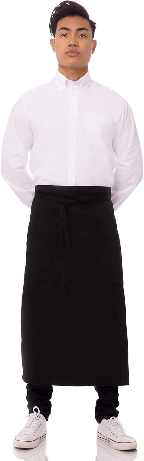 Chef Works unisex adult Two Pocket Bistro Apron apparel accessories, Black, One Size US: Clothing
