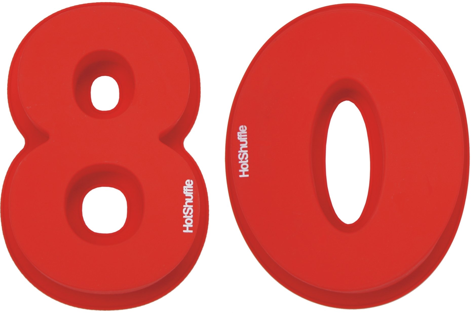 HotShuffle Large Silicone Number 80 Cake Tin Mould 80th Birthday Wedding Anniversary 8 0 Red