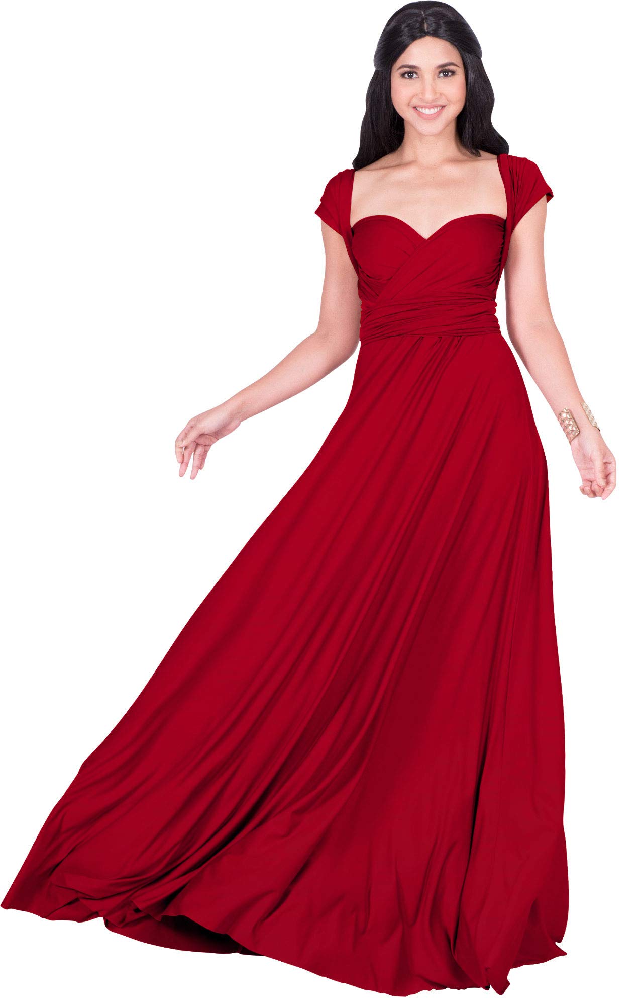 KOH KOH Womens Long Bridesmaid One Shoulder Convertible Wrap Cocktail