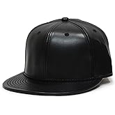 Premium Plain Wool Blend Leather Flat Bill Adjustable Snapback Hats Baseball Caps