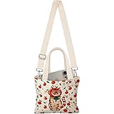 Miss Adola Cute Mini Canvas Tote Bag for Kids - Aesthetic Bags Size 8''× 6'' Magnetic Buckle for Kids Girls Cloth Cotton