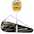 HUNDRED POWERTEK 1000 PRO Graphite Strung Badminton Racket with Full Racket Cover for Intermediate Players