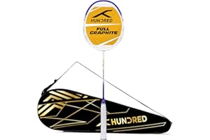 HUNDRED POWERTEK 1000 PRO Graphite Strung Badminton Racket with Full Racket Cover for Intermediate Players