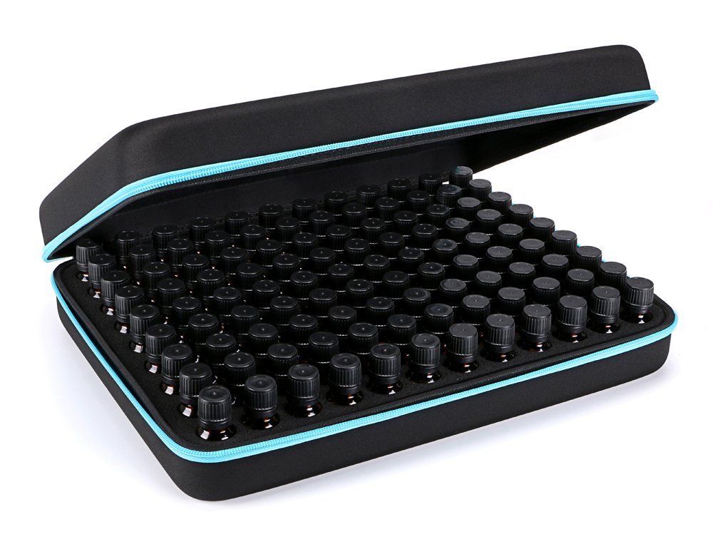 BTSKY 108 Bottles Durable Waterproof Hard Shell EVA Large Capacity Essential Oils Handle Carrying Case (Blue)