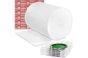 Parts3A Moving Supplies, Foam Wrap Roll 16" Wide x 160' Length, For Protecting Fragile Articles,Furniture,Transportation Packing,Stuffing of Carton,with 60 Fragile Stickers (16"160')