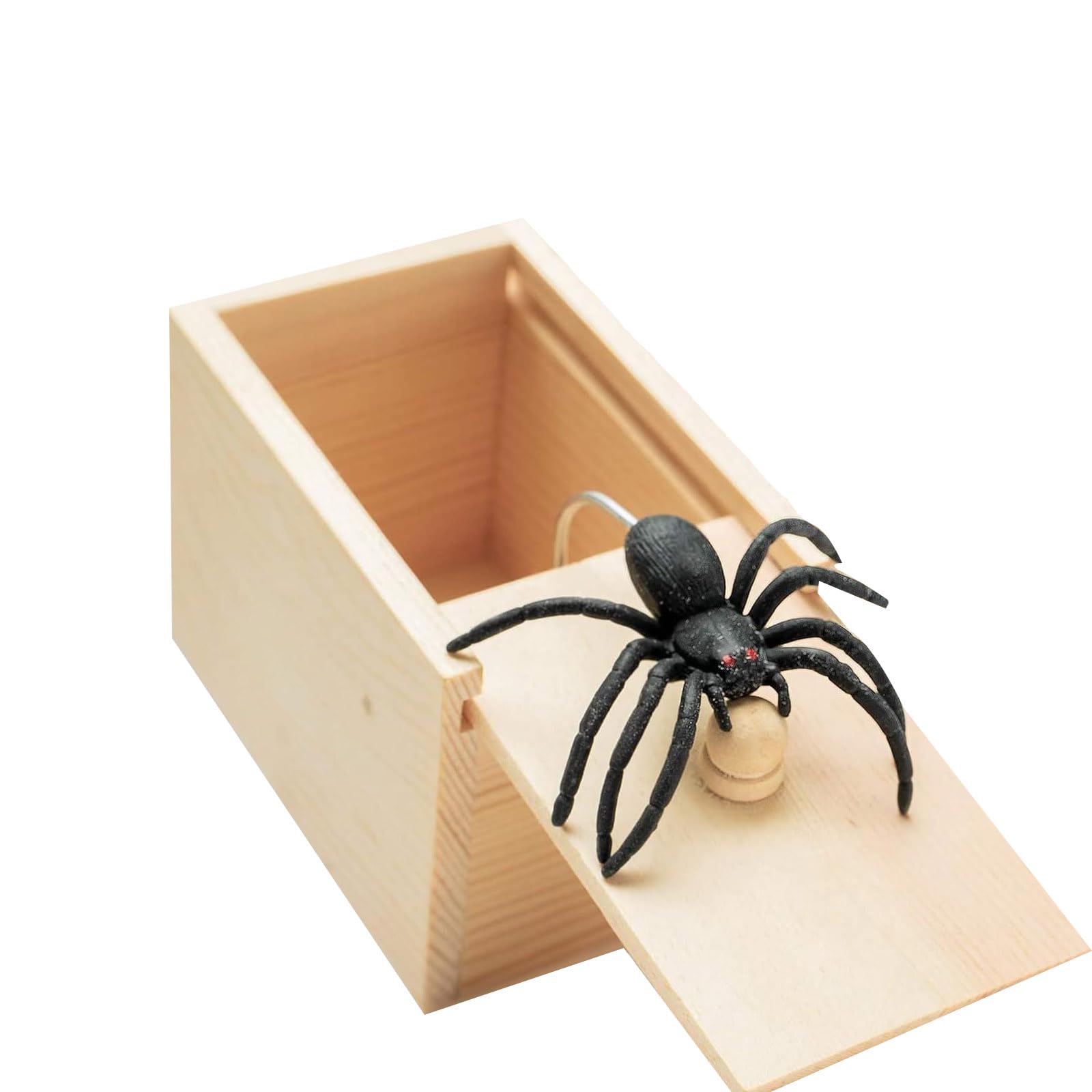 Spider in a Box Prank,Spider Scare Prank Box,1Pc Handmade Prank Pop Out Scare Spider,Wooden Prank Spider Hidden In Scarebox Toys,Fake Spiders Joking Box,Surprise Joke Prank Gift for Kids Halloween