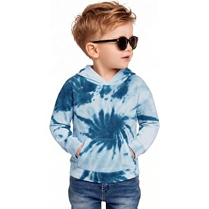 Haloumoning Toddler Baby Boy Tie Dye Hoodies Fashion Hooded Sweatshirts | Kids Hooded Pullover Tops with Kangaroo Pocket 9M-8