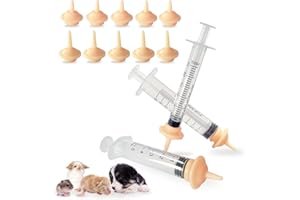 CHPPEY 10 Packs Pet Nipples for Kitten and Puppy - Silicone Feeding Pacifier for Pets and Wildlife, Small Pre-Made Hole Feeding Nipple for Kitten, Puppy, Bunny, Squirrel, Hamster(3ML/5ML/10ML)