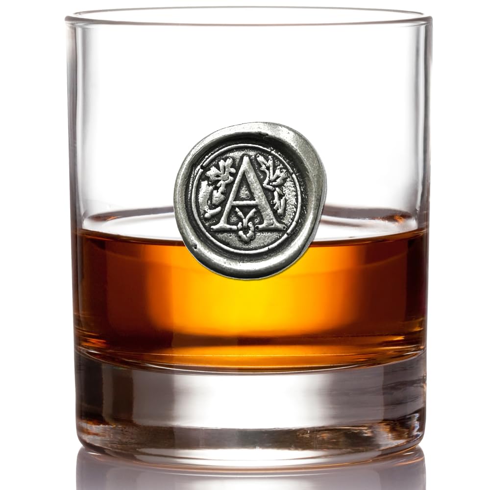 English Pewter Company 11oz Whisky Glass Tumbler with Monogram Initial - Personalised Gift with Your Choice of Initial (A) [MON101]