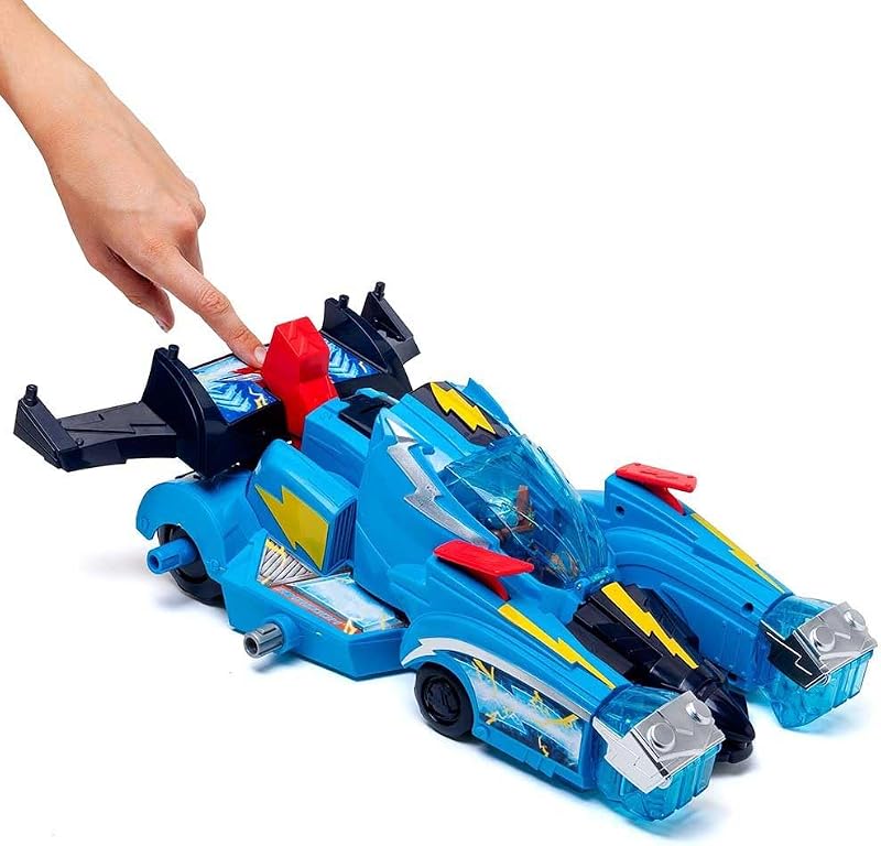 SUPERTHINGS–Robot Fighter.Vehículo Transformable en Robot de Héroes de la Película.Contiene Playset,Figura de Acción de Kid Kazoom,Carta Exclusiva y 3 Proyectiles.con Funciones y Ataques Especiales