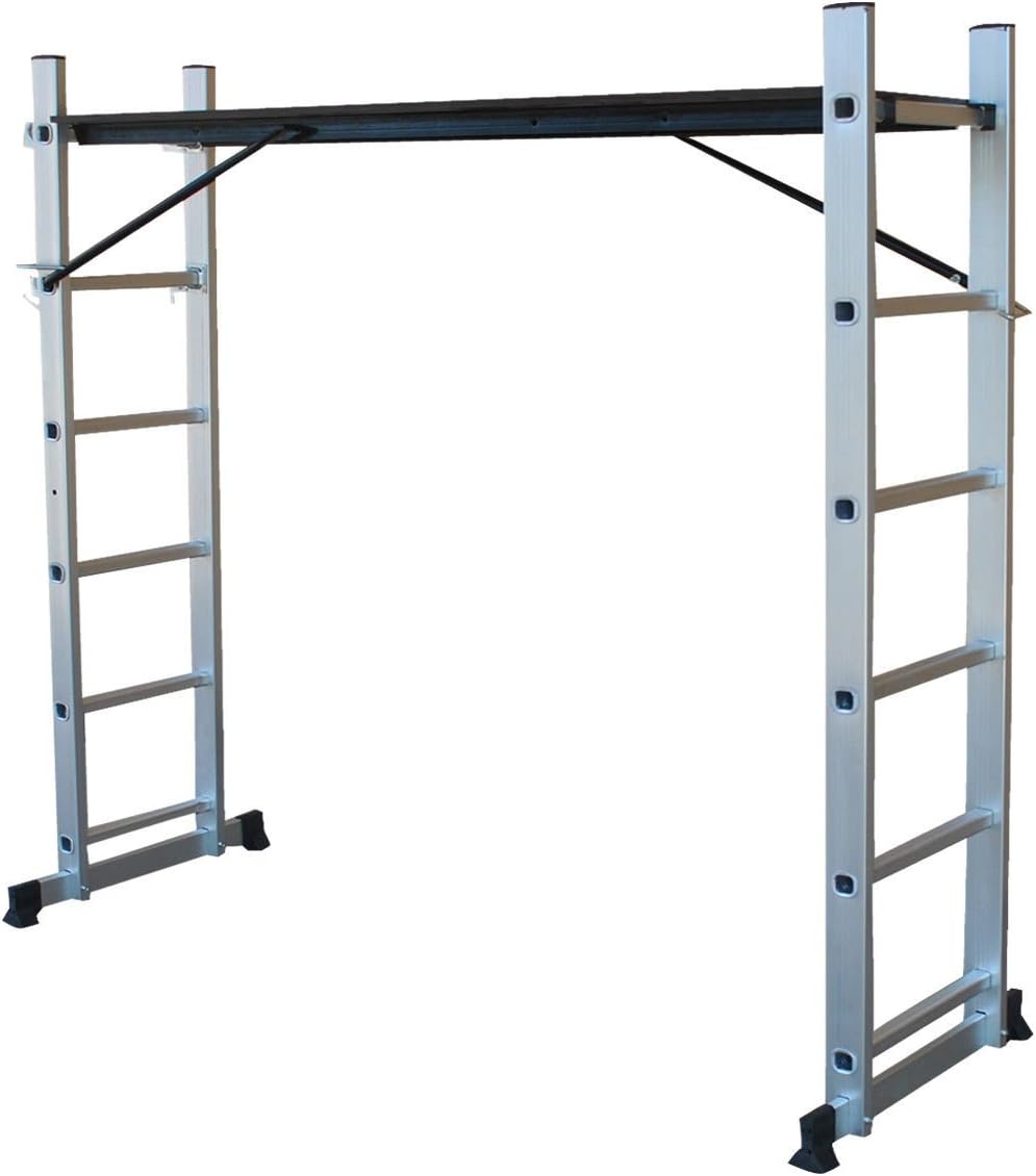 Searchbuystore Aluminum Folding Step Ladder Scaffold Platform Multi-Purpose Extension Loft