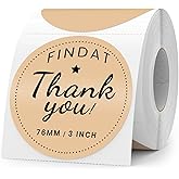 FINDAT Khaki Round Thermal Labels 3 Inch Vinyl Circle Waterproof Direct Printer Sticker Self-Adhesive Perforated Name Tag for Logo DIY QR Design Office Address 500 PCS