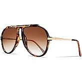 GUVIVI Oversized Aviator Sunglasses for Women Men 2026 70s Retro Gold Metal Sun Glasses Tangle Free Square Aviators