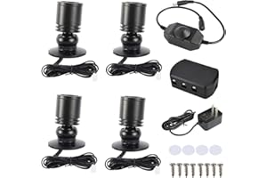 YaeCCC Dimmable LED Mini Spotlight Jewelry Showcase Display Lights Black Shell Surface Mount (Pack-4,Warm White 3000k)