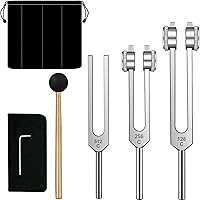 Feishiong Tuning Forks Set, 128Hz, 256Hz, 512Hz, Tuning Forks Perfect for Healing, Chakra, Sound Therapy, Keep Body, Mind and