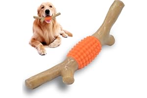 Dog Chew Toy for Aggressive Chewers, Tough Big Nylon & Rubber Teething Stick with Real Maple Wood Flavor for Large Medium Bre