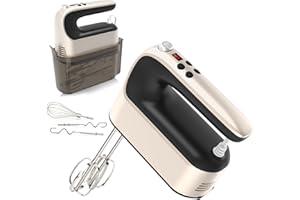 Yomelo 9-Speed Digital Hand Mixer Electric, 400W Powerful DC Motor, Baking Mixer Handheld with Snap-On Storage Case, 5 Stainl
